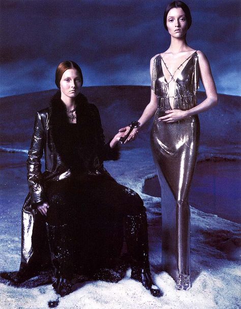 styleregistry: Versace | Fall 1998 Versace Photoshoot, Maggie Rizer, Audrey Marnay, Guinevere Van Seenus, Mert And Marcus, Saul Leiter, Carolyn Murphy, Gothic Glam, Magazine Vogue