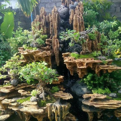 Floating Rocks, Bioactive Vivarium, Waterfall Landscaping, Kolam Air, Aquarium Garden, Fish Tank Terrarium, Whimsical Garden Art, Indoor Water Garden, Driftwood Art Diy