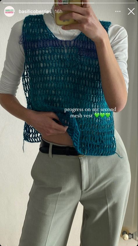 Mohair Crochet, Crochet Mohair, Mesh Vest, Crochet T Shirts, Crochet Fashion Patterns, Crochet Shirt, Tech Fashion, How To Make Clothes, Summer Crochet