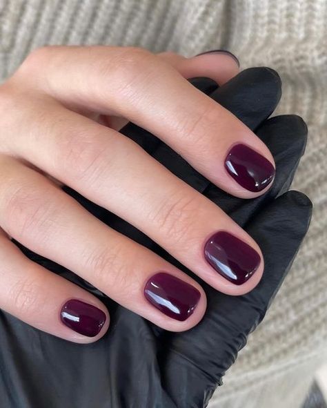 Dark Purple Gel Nails Short, Purple Nail Polish Ideas, Jewel Tone Nail Colors, Purple Fall Nails 2024, Dark Blue Purple Nails, Short Gel Nails Purple, Jewel Toned Nails, Dark Purple Short Nails, Dark Gel Nails Short