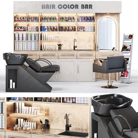 Hair Color Bar- Hair dye Coloring Station, Shampoo Station, Brochure Stand, Shampoo Bowl, Shampoo Bowls, Nail Art Studio, Hair Masks, Types Of Colours, Different Hair