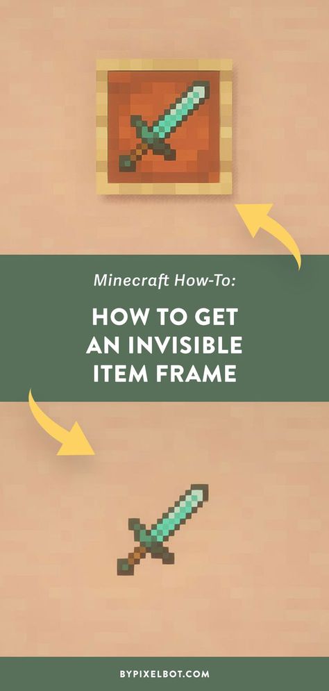 How to Get an Invisible Item Frame in Minecraft Simple Minecraft Builds, Minecraft Code, Minecraft Commands, Simple Code, How To Make Frames, Minecraft Drawings, Minecraft Cottage, Secret House, Cute Minecraft Houses