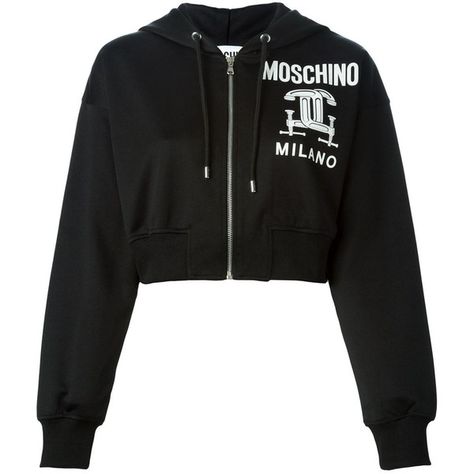 Moschino Sweatshirt, Black Hooded Sweatshirt, Stylish Hoodies, Crop Top Hoodie, Crop Top Sweatshirt, Sweatshirt Zipper, Black Long Sleeve Top, Crop Sweatshirt, Hooded Pullover