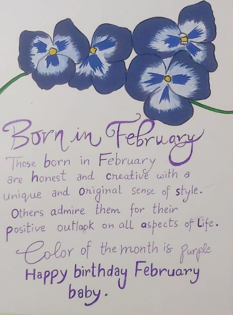 A card to February baby 9 February Birthday, February Birthday Aesthetic, February Birthday Quotes, Purple Happy Birthday, February Baby, Pisces Birthday, February Birthday, 20th Birthday, Positive Outlook