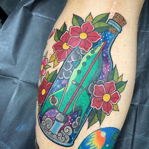 Futurama Ship Tattoo, Uggy Buggy Jack, Uggy Buggy, Groovy Tattoo, Futurama Tattoo, Jack Tattoo, Peace Tattoos, Colorful Tattoo, Tattoo Vintage