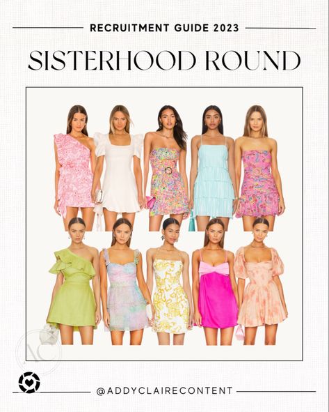 Sisterhood Dresses Rush, Ole Miss Rush Outfits, Rush Week Outfits Round 1, Pref Round Outfits Sorority, Sisterhood Round Recruitment Outfit, Sorority Rush Week Outfits, Sorority Rush Week, Recruitment Dresses, Sisterhood Round