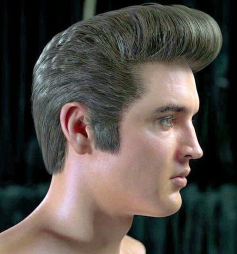 Elvis Pompadour, Elvis Hairstyle, Elvis Presley Hair, Greaser Hair, Elvis Art, Conway Twitty, Pompadour Hairstyle, 70s Hair, Elvis Presley Pictures