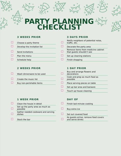 Party planning checklist Template In Word Download in Word All Templates Gallery The post Party planning checklist Template In Word (.Docx File Download) appeared first on TechGuruPlus.com. Party Planning Checklist Organizing, Christmas Party Checklist, Party Planning Template, Party Planning Checklist Printable, Birthday Party Planning Checklist, Christmas In July Decorations, Event Checklist, Decor Checklist, Party Planning Checklist