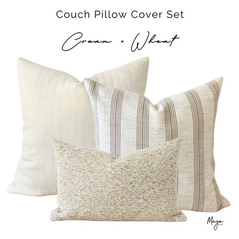 Cream Pillow Covers, Cream Pillow, Designer Pillows, Neutral Throw Pillows, Pillow Combos, Cream Pillows, Couch Pillow Covers, Textured Throw Pillows, Neutral Pillows