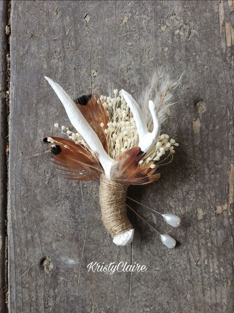 Antler Boutonniere, Country Western Wedding, Antler Wedding, Western Themed Wedding, Viking Wedding, Country Theme Wedding, Boda Mexicana, Country Theme, Dream Wedding Ideas Dresses