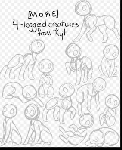 By Kyt(not me) Four Legged Animal Poses, Feral Art Poses, How To Draw Creatures, Four Legged Creature Poses, 4 Legged Creature Poses, Cat Drawing Poses, Cat Body Base, Warrior Cats Drawing Base, Cat Base Drawing