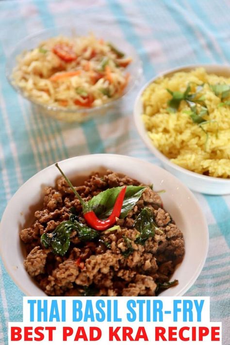 Easy Pad Kra Pao Thai Basil Stir-Fry Recipe | dobbernationLOVES Thai Minced Pork, Basil Stir Fry, Pao Recipe, Pad Kra Pao, Healthy Curry Recipe, Thai Pad, Recipe Pork, Minced Pork, Stir Fry Recipe