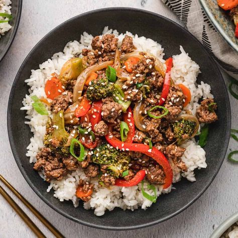 Ground Turkey Over Rice, Ground Turkey Stir Fry Healthy, Ground Turkey And Veggies Recipes, Rice And Ground Turkey Recipes, Ground Turkey Stir Fry Recipes, Turkey Stir Fry Healthy, Ground Turkey With Rice, Ground Turkey And Rice Recipes, Ground Turkey Recipes For Dinner