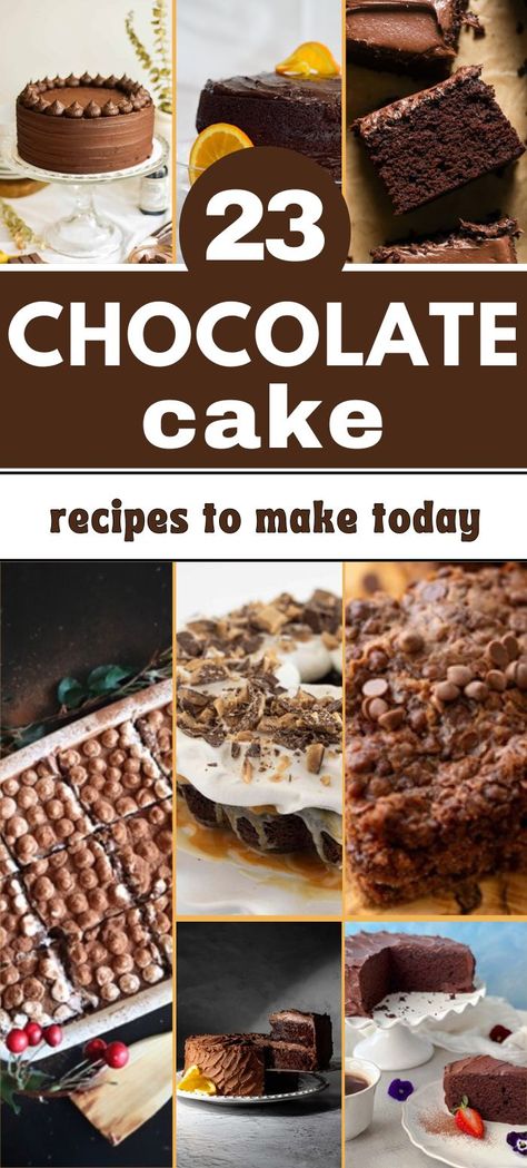 A collage of chocolate cake recipes. The text overlay read "23 easy chocolate cake recipes for festive season" Try from a plethora of delicious chocolate cake recipes and relish them today. Boxed Chocolate Cake Recipes Ideas, Different Chocolate Cakes, Bakery Style Chocolate Cake, Chocolate Cake Mix Recipes Boxes Ideas, Best Chocolate Cake Recipe Moist, Cake Recipes Simple, Chocolate Birthday Cake Ideas, Chocolate Cake Simple, Easy Chocolate Cake Recipes