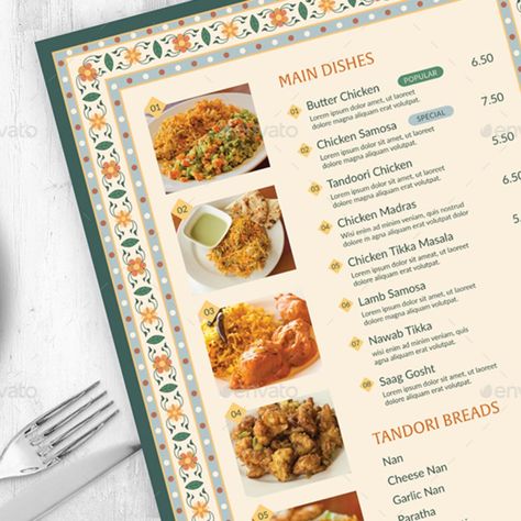 Indian Restaurant Menu Template Indian Food Menu, Chicken Madras, Restaurant Indian, Restaurant Menu Template, Food Menu Design, Chicken Tikka Masala, Indian Restaurant, South Indian Food, Design School