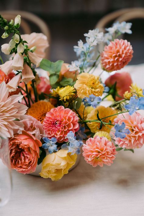 Two architects' design-focused secret garden wedding - 100 Layer Cake Colorful Bridal Bouquet, Multicolor Wedding, Bridal Bouquet Summer, Bright Wedding Flowers, Garden Backdrops, Secret Garden Wedding, Bright Wedding, Wedding Flowers Summer, 100 Layer Cake