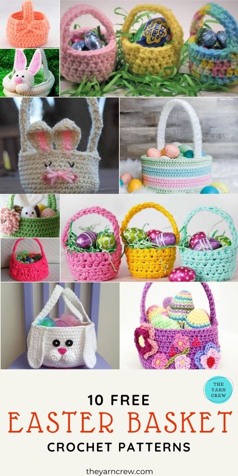 Easy Crochet Easter Basket Free Pattern, Crocheted Easter Baskets, Crochet Easter Baskets, Easter Basket Crochet Patterns Free, Free Crochet Easter Basket Patterns, Easter Crochet Patterns Free Easy, Easter Crochet Ideas, Yarn Easter Basket, Duck Amigurumi Free Pattern