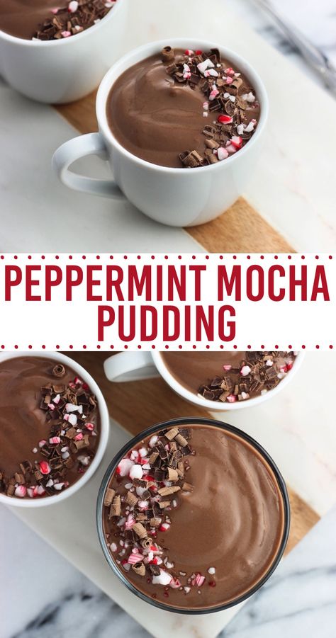 Easy Homemade Chocolate Pudding, Mint Chocolate Pudding, Homemade Chocolate Pudding Recipe, Mint Pudding, Mocha Pudding, Chocolate Pudding Recipe, Peppermint Recipes, Homemade Chocolate Pudding, Healthy Chocolate Recipes