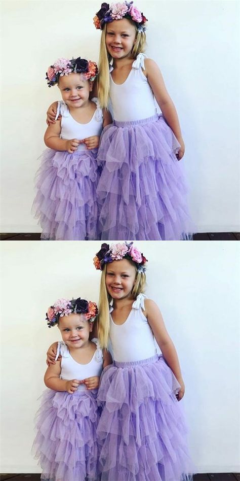 Lovely Round Neck Lilac Tulle Cheap Flower Girl Dresses with Ruffles, QB0087 #flowergirldresses #flowergirl Winter Flower Girl, Winter Wonderland Wedding Theme, Dresses With Ruffles, Wonderland Wedding Theme, Princess Tutu Dresses, Flower Girl Outfit, Cheap Flower Girl Dresses, Adorable Pictures