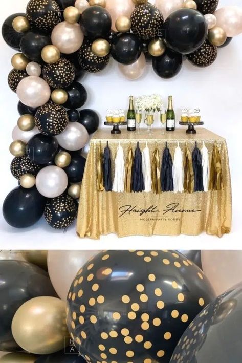 Retirement Party Ideas - 10 Best Retirement Party Themes Retirement Party Themes, Gold Theme Party, Black And Gold Party Decorations, Gold Graduation Party, Black And Gold Balloons, Gold Party Decorations, Birthday Party Theme Decorations, Gold Birthday Party, Black White And Gold