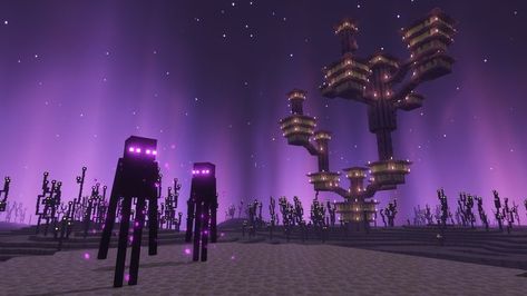 The End Minecraft Aesthetic, Minecraft End Aesthetic, Minecraft Pc Wallpaper, Enderman Aesthetic, Minecraft Youtube Banner, Nostalgia Aesthetic Wallpaper, Minecraft Shaders, Minecraft Images, Minecraft Interior Design