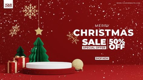 Christmas Sale Poster, Background For Product, Kids Branding Design, Christmas Big Sale, Big Gift Boxes, Christmas Tree With Presents, Pop Up Banner, Instagram Banner, Christmas Promotion