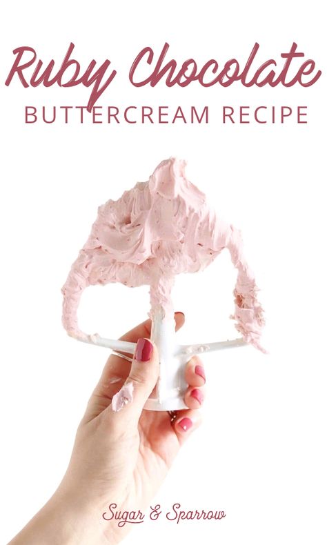 Learn how to make this silky smooth, flavorful Ruby Chocolate Buttercream with Chocolove Ruby Cacao Bars. The prettiest all-natural color and decadent flavor (notes of raspberry and chocolate) and so easy to whip up | Sugar & Sparrow | #rubychocolate #rubycacao #rubychocolatebuttercream #rubychocolatefrosting #frostingrecipe #buttercreamrecipe #chocolove #pinkchocolate Piping Cupcakes, Cupcake Creme, Homemade Icing, Smooth Buttercream, Chocolate Buttercream Recipe, White Chocolate Frosting, White Chocolate Buttercream, Idee Babyshower, Cake Frosting Recipe