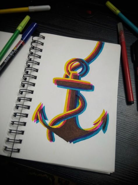 Neon Drawings Sketch, Glitch Art Drawing, Glitch Drawing Ideas, Glitch Effect Drawing, Anchor Sketch, Drawings Inspo, Sharpie Drawings, Drawing Ideas List, Glitch Effect