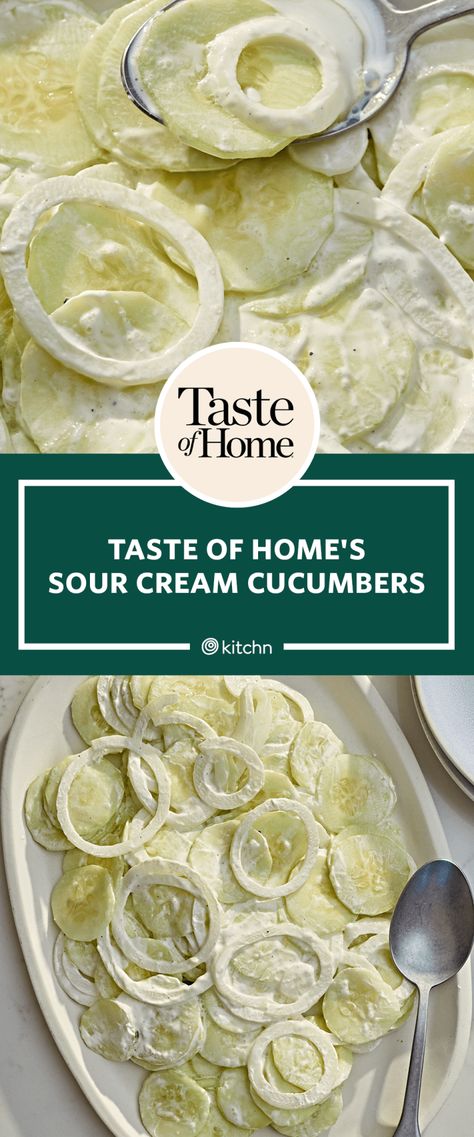 I Tried Taste of Home's Sour Cream Cucumbers | Kitchn Creamed Cucumber Salad, Cucumber Onion Salad, Cucumber Pasta Salad, Creamed Cucumbers, Creamy Cucumber Salad, Cucumbers And Onions, Sour Cream Recipes, Creamy Dressing, Creamy Cucumbers