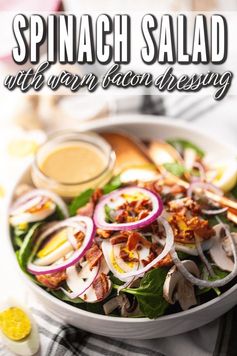 Bacon Dressing For Spinach Salad, Spinach Salad With Bacon Dressing, Dressing For Spinach Salad, Easy Spinach Salad, Spinach Salad With Bacon, Spinach Salad Dressing, Warm Bacon Dressing, Hot Bacon Dressing, Bacon Dressing