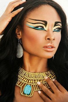 schminken pharao Cleopatra Make-up, Extreme Make-up, Fantasy Make-up, Egyptian Makeup, Gold Makeup, Stage Makeup, Halloween Make Up, Fantasy Makeup, Halloween Make