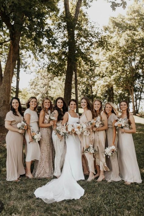 Gold Or Champagne Bridesmaid Dress, Blush Champagne Gold Wedding, Old Hollywood Glam Bridesmaid Dresses, Timeless Wedding Bridesmaid, Mixed Neutrals Bridesmaid Dresses, Nude Color Bridesmaid Dresses, Mix Match Champagne Bridesmaid Dresses, Champagne And Gold Bridesmaid Dresses, Sage And Champagne Bridesmaid Dresses