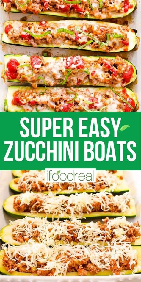 These hearty low-carb ground turkey Zucchini Boats are stuffed with a simple, healthy Bolognese style filling and topped with cheese, then baked until tender with a bubbling cheesy topping. This recipe is gluten-free, low-carb, and can be made vegetarian or vegan – perfect as a light lunch as-is or served with extra sides! Ground Turkey Zucchini Boats, Turkey Zucchini Boats, Low Carb Ground Turkey, Healthy Bolognese, Ground Turkey Zucchini, Turkey Zucchini, Zucchini Boat Recipes, Healthy Low Carb Dinners, Zucchini Boats