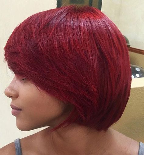 Red Bob Black Women, Bob Black Women, Ponytail Haircut, Messy Pixie Haircut, Cute Bob Haircuts, Bob Haircuts For Black Women, Undercut Haircut, Bob Black, Red Bob