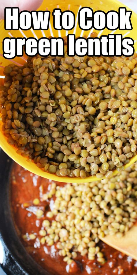 This is how to cook green lentils on the stove to tender. Enjoyed as a side dish or vegetarian meal they are healthy and come in a variety of other colors like red, black and brown too. We will go over how long to cook each. How To Cook Green Lentils On The Stove, How To Cook Green Lentils, How To Cook Lentils On The Stove, Lentils Instant Pot, Cooking Green Lentils, Cook Lentils, How To Cook Lentils, Lentil Curry Recipes, How To Cook Greens