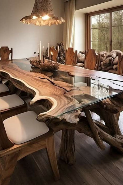 Rustic winter house adorned with custom wood slab tables, where every corner is a cozy retreat. These custom wood slab tables not only serve as functional pieces but also as works of art, seamlessly blending with the winter ambiance.  #RusticWinterHouse #WoodSlabTables #WinterRetreat #CozyHome #BespokeFurniture #RusticCharm #HomeDecor #InteriorDesign #WinterLiving #CustomWood #HomeInspiration Drawing Inspo Home DIY New Years Ideas DIY Home Decor New Room Ideas Living Room Inspo DIY Lifestyle Room Inspo Diy, Rustic Home Ideas, New Room Ideas, New Years Ideas, Winter Ambiance, Boardroom Tables, Wood Slab Dining Table, Kitchens Modern, Live Edge Tables