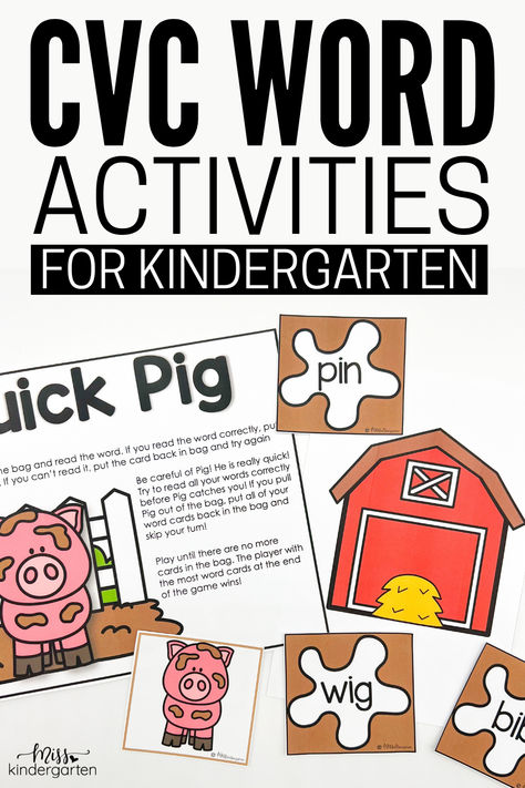 These kindergarten CVC activities will help you add variety to your kindergarten literacy practice. These hands-on and engaging CVC word activities for kindergarten will help your students stay engaged in phonics practice. Click here to take a closer look at these CVC activities for kindergarten. Kindergarten Intervention, Sight Word Activities For Kindergarten, Word Activities For Kindergarten, Cvc Fluency, Literacy Activities For Kindergarten, Sight Words Kindergarten Activities, Reading In Kindergarten, Cvcc Words, Literacy Activities Kindergarten