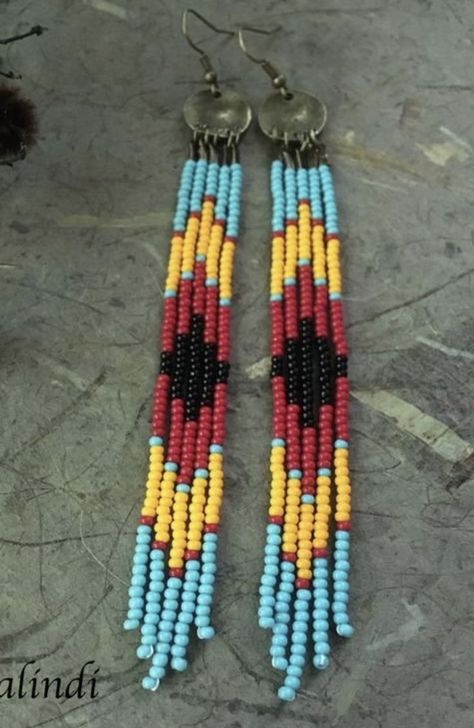 Hoop Earrings Diy, Seed Bead Jewelry Patterns, Beaded Jewelry Earrings, Beaded Chandelier Earrings, Beaded Earrings Native, Beaded Earrings Tutorials, Beaded Earrings Diy, Native American Beaded Earrings, Seed Bead Tutorial