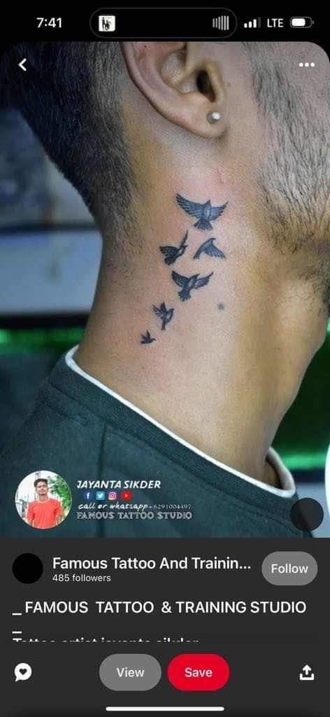 Bird Men Tattoo, Bird Tattoo On Neck For Men, Bird On The Neck Tattoo, Birds Neck Tattoo Men, Small Men’s Hand Tattoo, Neck Tattoo For Guys Birds, Birds Flying Tattoo Men, Men S Neck Tattoo, Bird Neck Tattoo Men