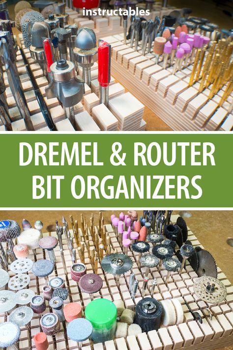 Diy Drill Bit Organizer, Dremel Storage Ideas, Rotary Tool Storage, Diy Dremel Stand, Dremel Bit Storage, Bit Storage Ideas, Dremel Storage, Dremel Router Bits, Sculpture Dremel