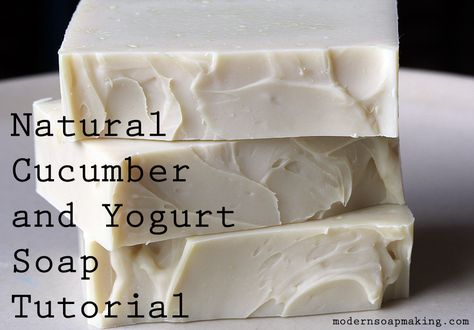 Natural Cucumber and Yogurt Soap Tutorial Cucumber Soap, Diy Soap Bars, Cold Process Soap Recipes, Handmade Soap Recipes, Soap Tutorial, Soap Making Recipes, Soap Recipe, Soap Making Supplies, Homemade Soap Recipes