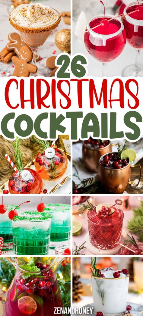 These easy holiday drinks will cheer up any Christmas party! From the classic eggnog recipe, Grinch cocktailm Gingerbread Martini, to Christmas Mule and Cranberry Margarita! So many festive cocktails that will be loved by your party guests! Christmas Mule, Easy Christmas Drinks, Gingerbread Martini, Easy Holiday Drinks, Christmas Cocktail Recipes, Best Christmas Cocktails, Christmas Mocktails, Christmas Cocktails Easy, Classic Eggnog