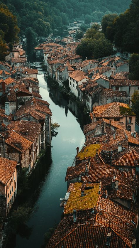 #Historic #Riverside #Town: An #aerial view captures a #historic #riverside #town with tightly packed, aged #rooftops and flowing #river. #aiart #aiphoto #stockcake ⬇️ Download and 📝 Prompt 👉 https://stockcake.com/i/historic-riverside-town_1446225_947429 European Cityscape, Flowing River, River City, Stone Bridge, Fall River, Minecraft Inspo, Autumn Scenes, Mountain Town, Family Night