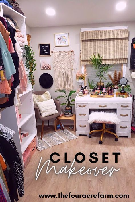 Bedroom Closet Before And After, Small Bedroom Turned Into Walk In Closet, Tiny Bedroom Makeover On A Budget, Small Bedroom Designs Boho, Closet Room On A Budget, Spare Bedroom Into Walk In Closet On A Budget, Bohemian Walk In Closet, Spare Bedroom Closet Ideas Diy Projects, Diy Bedroom To Closet Ideas