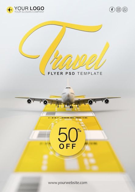 Travel agency flyer template | Premium Psd #Freepik #psd #vacation #sale #business #tourism Travel Template, Banks Ads, Tourism Design, Travel Flyer, Car Advertising Design, Travel Creative, Airplane Wallpaper, Travel Post, Travel Poster Design