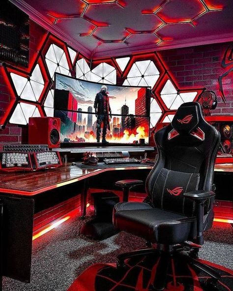 #setupwars #dreamsetup #battlestations #setupquarters #gamingcommunity #pcmasterace #pcmasterrace #pcgamingsetup #gamingpc #pc #pcsetup #gamings Rgb Gaming Setup, Gaming Desk Designs, Workstation Setup, Gamers Room, Pc Room, Gaming Rooms, Drawing Couple, Gamer Room Decor, Pc Gaming Setup