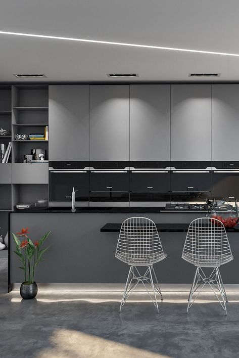 Dark flooring ideas Grey Kitchen Flooring, Grey Kitchen Flooring Ideas, Charcoal Grey Kitchen, Dark Grey Floor, Dark Kitchen Ideas, Grey Kitchen Colors, Navy Blue Kitchen, Kitchen Colour, Dark Grey Kitchen