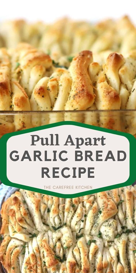 Garlic Pull Apart Bread, Monkey Bread Recipe Easy, Pull Apart Garlic Bread, Bread Pull Apart Recipes, Slow Cooker Bread, Recipes With Flour Tortillas, Homemade Garlic Bread, Healty Dinner, Garlic Bread Recipe