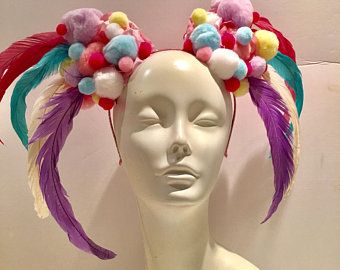 for HEADDRESS NY...Hair accessories Fascinators Masks by doramarra Spider Headband, Music Festival Accessories, Pom Pom Headband, White Fascinator, Spider Costume, Halloween Headband, Hat Party, Wedding Tea, Festival Accessories