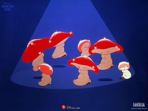 Dancing Mushrooms and Hop Low - Fantasia 19040 Disney Amor, Mushroom Tattoos, Fantasia Disney, Disney Images, Disney Favorites, Art Disney, Mushroom Art, Film Tv, Oui Oui